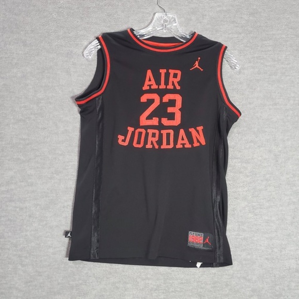 Air Jordan Boys Jersey Large Black Logo Michael Jordan 23 Jumpman Embroidered